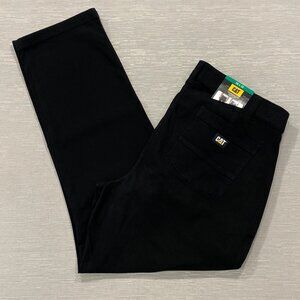 CAT Caterpillar Utility Work Pants Mens 38 x 32 Black Flex Waistband Cell Pocket